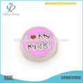 2015 Beautiful pink Round shape with letter "I LOVE MY Kids "floating memory alloy charms